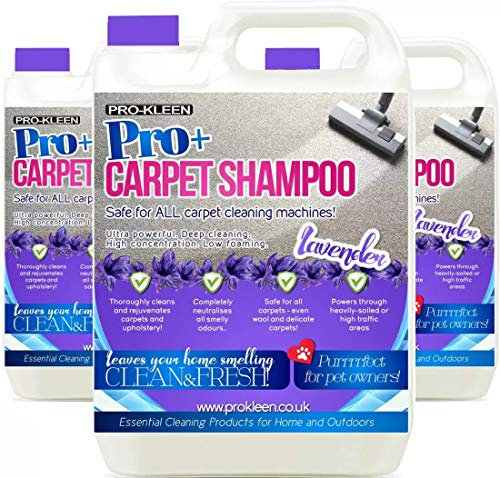 Pro-Kleen Pro+ Carpet Shampoo and Upholstery Cleaning Solution – 4 in 1 Concentrate – Suitable for All Machines 15L (Lavender)