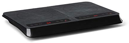 Klarstein InnoChef - Cocina portátil, doble cocina de inducción, 3400W, control táctil, sensor de olla, temporizador apagado, protección contra el sobrecalentamiento, vitrocerámica, Gris oscuro