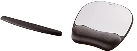 Fellowes Memory Foam Keyboard Wrist Rest - Black & Memory Foam Mouse Pad With Wrist Rest - Silver Streak