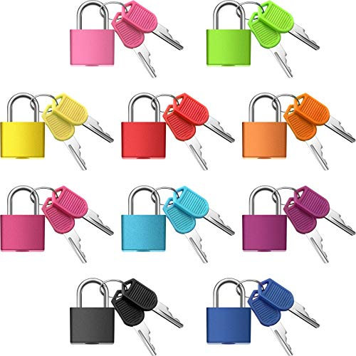 10 Serrures de Valise avec Clés Petits Cadenas à Bagages Multicolores Cadenas en Métal Mini Cadenas à Clé pour École Gym Jeu d'Association Classe