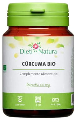 Dieti Natura Cúrcuma Bio - Cúrcuma Curcumina 60 Cápsulas de Origen Vegetal Dosificada al 95% en curcuminoides - Actua sobre el SIstema Articular y Digestivo - Para el Sistema Inmune