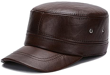 DongBao Herren Baseballmütze Army Kappe Military Flat Top Verstellbare Baseballkappe Ledercap mit Ohrenklappen für Draussen, Sport und Reisen