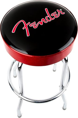 Fender Sgabello, Ideale per i giocatori e fan di Chitarra, con Logo Fender Rosso Scintillante, Imbottito in Schiuma, 30, Nero e Rosso Scintillante