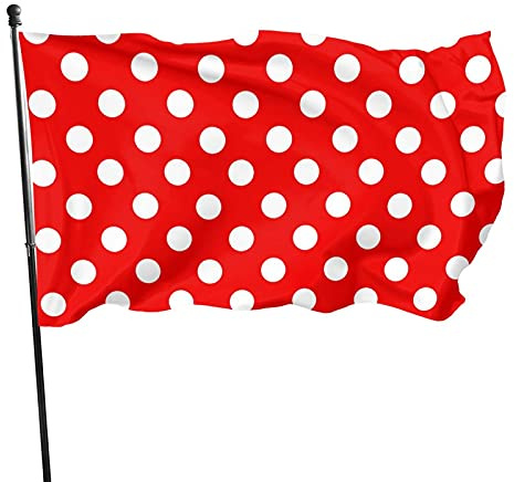 Drapeau de jardin blanc à pois fond rouge drapeau polyester avec 2 œillets en laiton bannière couleurs vives et résistant à la décoloration drapeau de cour intérieur drapeaux de décoration de cour 0,9