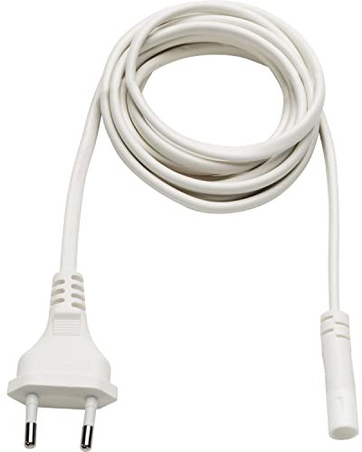 Domus Line Cavo di collegamento con spina piatta europea, cavo di alimentazione con spina 2000 mm, plastica bianca