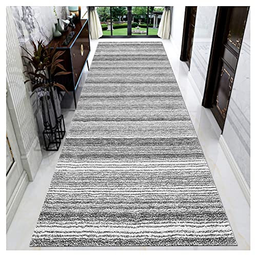 Läufer Teppich Flur ,Küchenteppich Rutschfest Läufer Flur Modern Grau Waschbar Teppichläufer Teppich Läufer Flur Meterware Schlafzimmer Korridor Teppichläufer Lang, Länge Anpassbare,Grau,80x200cm