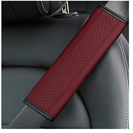 CGEAMDY 2 Pieces Car Seat Belt Cover, Shoulder Strap Covers Harness Pads, Safety Leather Seatbelt Comfort Driving Cushion, Protect Neck and Shoulder, Universal for Car, Truck, SUV (Red)