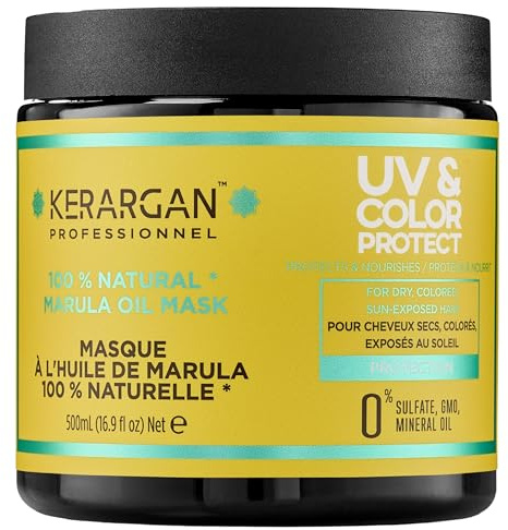 Kerargan - Mascarilla UV & Color con Marula para Cabello Seco/Teñido - Hidrata, Revitaliza - Sin Sulfatos, OMG, Aceite Mineral - 500ml