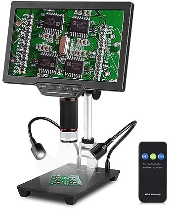 Andoer 10,1 Zoll LCD USB Digital Mikroskop 1080P Münzmikroskop 1-1600X 16MP Touch-Steuerung Leichtigkeit mit Fernbedienung für Pflanzeninsektenbeobachtung Bestes Geschenk für Kinder