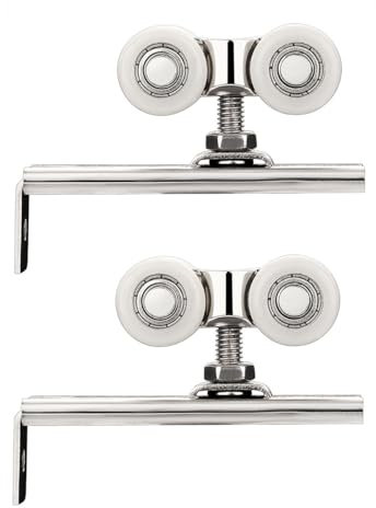 2 rulli per porta scorrevole, 4 ruote in legno da appendere, puleggia per porte scorrevoli, accessori per armadio, armadio, bagno, finestra