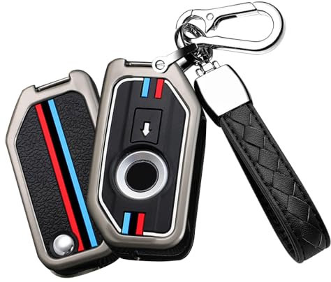 HIBEYO Coque de protection pour clé pliante de moto - Convient pour BMW F750GS C400GT K1600 K1600GT R1200GS R1200RS - Porte-clés de moto - 3 boutons - A - Noir