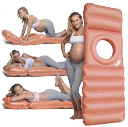 HOLO The Original Inflatable Pregnancy Pillow with a Hole for Your Tummy. Use on Land and Water, for PGP/SPD Relief, Yoga, Sleep, Massage and Relaxation on Your Belly - Babymoon Essential (Peach)