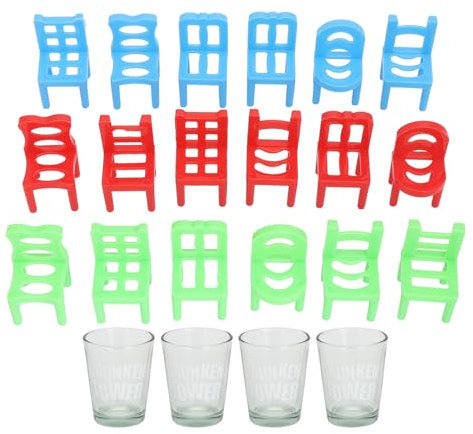 Septpenta 18 Kunststoffstühle, Stapelstühle, Spiel, Familienbrett, Balancierspielzeug, Spiele, DIY Balancestuhl, Lernspielzeug für die Uni, Spieleabende, Trinkspiele, Partys, Reisen