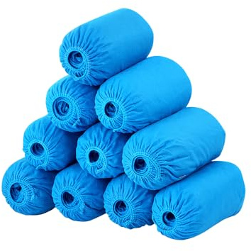Voarge 100 pezzi di tessuto non tessuto copriscarpe usa e getta scarpe in plastica tappeti per la pulizia delle scarpe per interni ed esterni, protezione del pavimento, blu