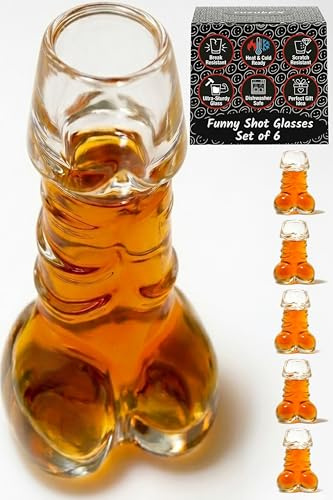 cuzubex Shot Glasses Set of 6 for Tequila, Whiskey, Liquor, Cocktail, Vodka, Shot Glass, Bachelorette Party, Funny Gifts, Cute, 1.35oz