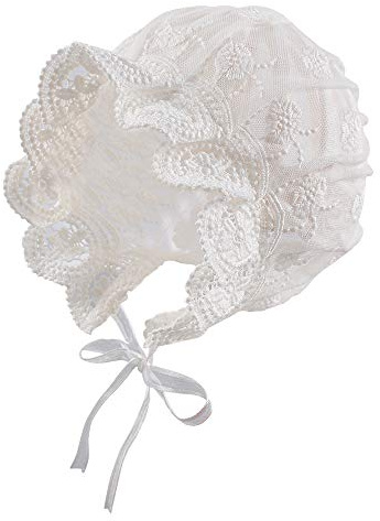 Gorro de encaje para bebé niña, de algodón, para bautizo, para recién nacidas, niñas, color blanco, sombrero de protección solar de princesa, 0-3 meses, 3-9 Meses