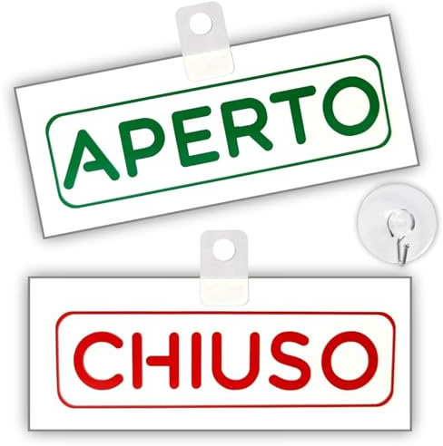 Cartello Aperto Chiuso Big In Pvc Bianco 20x8cm Tube Bifacciale Con Ventosa Inclusa