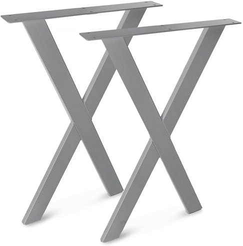 Magnetic Mobel 2 x Tischgestell Tischkufen Tischuntergestell Tischbeine X - Gestell 50x72 cm (Grau)