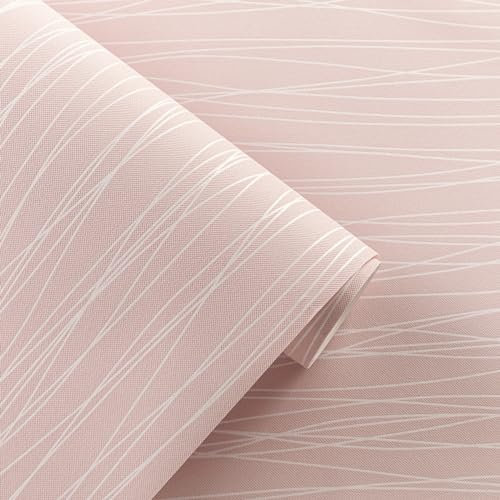Baketron Blush Pink Striped Wallpaper Modern 3D Embossed Wallpaper Metallic Pink Glitter Textured Wallpapers for Bedroom Teen Girls Women Living Room Lounge Hallway Hall