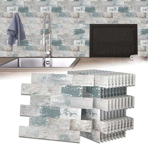 LZQ Juego de azulejos adhesivos autoadhesivos, protección contra salpicaduras, diseño en relieve, aspecto de azulejos, azulejos de pared, azulejos de mosaico para cocina, baño, dormitorio (10