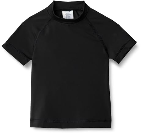 Amazon Essentials Maglietta Rashguard a Maniche Corte da Bambino, Nera, 3T