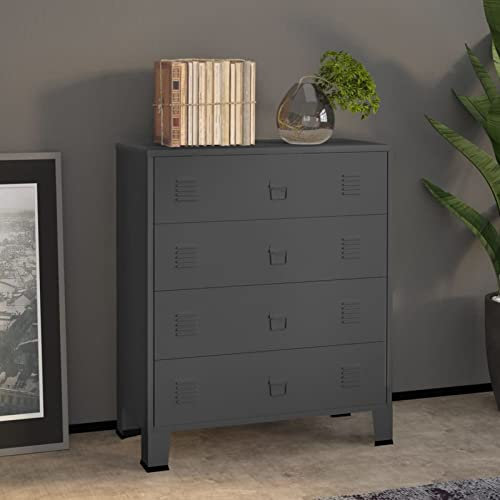 ShGaxin Industrial Kommode mit Schubladen, Kommoden & Sideboards, Komodenschrank, Sideboard Schlafzimmer, Schlafzimmermöbel, Anthrazit 78x40x93 cm Metall