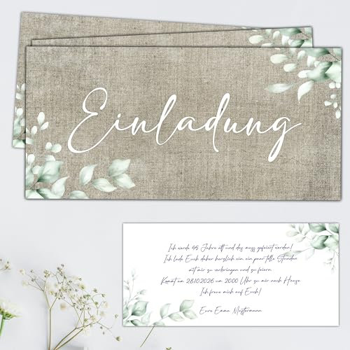 Eummelchen® 25 schöne Einladungskarten | Din lang | hochwertiger Druck auf 300g Crempapier | Hochzeit Geburtstag Einladung Taufe Silberhochzeit Jugendweihe Jubiläum Partyeinladung