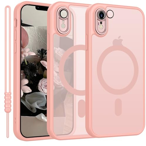 YUANDMI für iPhone XR Hülle kompatibel mit MagSafe, Hanyhülle für iPhone XR Magnetisch Dünn Matte Touch Kameraschutz, Anti-Gelb rutschfest Kratzfest Schutz Stoßfest Hülle Rosa