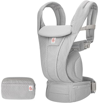 Ergobaby Omni Deluxe med 4 bärpositioner, andningsbar full mesh bärsele med förbättrat korsryggsstöd och luftflöde, 0-4 år, nyfödd till småbarn, 6 förvaringsutrymmen, 3-20 kg, pärlgrå