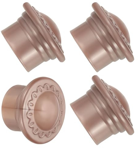 QUARKZMAN Tapones para Barras de Cortina, 4Pcs Remates de Plástico Modernos para Barras de 26-28mm, Accesorios Decorativos para Hogar/Oficina, Color Oro Rosa
