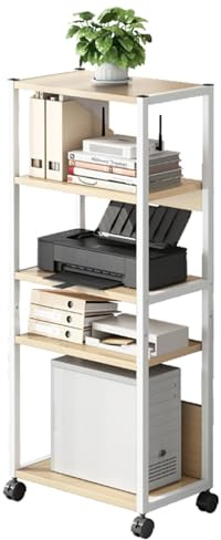 5 Niveles Mesa Impresora con Almacenamiento, Soporte Rodante de Pie Para Trituradora de Escritorio, Soporte Computadora, Carrito con Altura Ajustable para CPU, Suministros de Oficina, Fax y Escáner