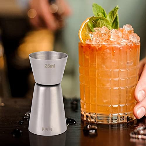 ZPSHYD Herramienta de medición de vino de acero inoxidable 304, medidor de cóctel doble para bar, 50/25 cc, jigger, taza medidora de bar, medidor de cóctel, medidor de vino