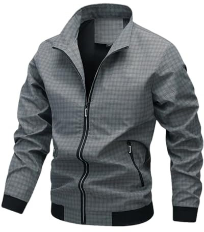 Gestreifte Herren-Jacke, durchgehender Reißverschluss, lässig, Business-Jacke, leicht, Fahrradmäntel, En8, 4XL