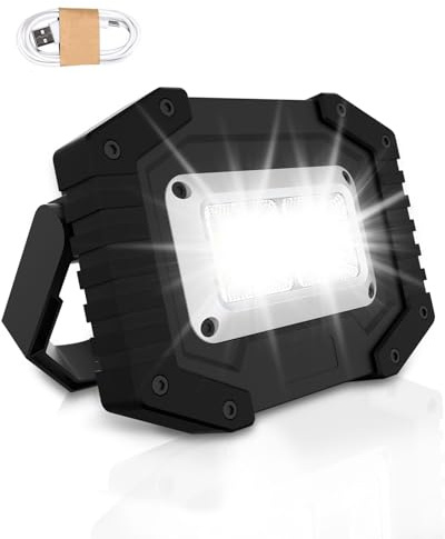 Trongle Rechargeable LED Work Light, 45W Portable Floodlight with 3 Modes and USB Charging, Waterproof Outdoor COB Work Lamp for Camping, Garage, Yard, Hiking, Emergency Lighting (Batteries Included)