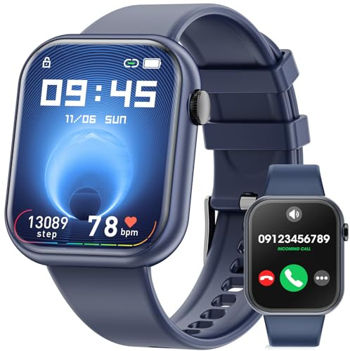 Hwagol Smartwatch Damen Herren, 1.85 Zoll Touchscreen Smart Watch mit Bluetooth Anrufe, Uhr Damen Herren mit 140+ Sportmodi SpO2 Pulsuhr Schlafmonitor Schrittzähler, Armbanduhr für iOS Android