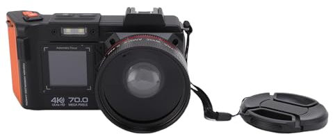 Goshyda Digitalkamera, 70MP 4K Auto Focus 50x Zoom DSLR -Kamera mit Doppelbildschirm, Blitz, Hot Shoe -Schnittstelle, Unterstützung der WLAN -Freigabe für Reisen (Black)
