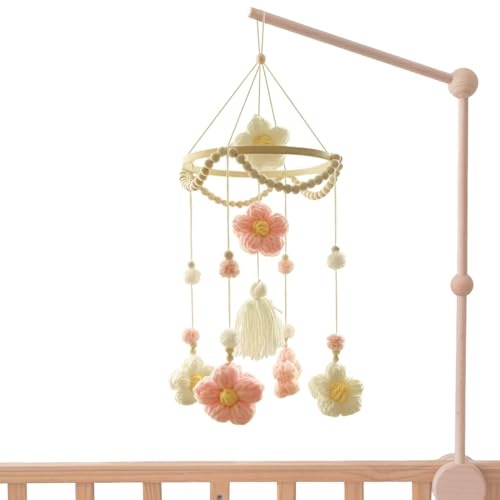 Huehkir Babybett Mobile,Geflochtenes Babybett Mobile | Beruhigend Drehend Bunt Deko Für Kinderzimmer Wohnzimmer Kita