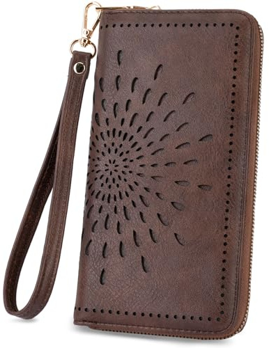 APHISON Wallet Women Large Capacity Clutch Purse For Ladies Card Holder RFID Wristlet Phone Zipper Coin Travel Pocket