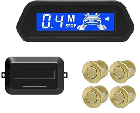 Sensori Parcheggio Auto Kit Sensore Parcheggio Radar Retromarcia Posteriore Per Auto Monitor Parktronic 12V 22mm Display Rilevatore 4(Oro)