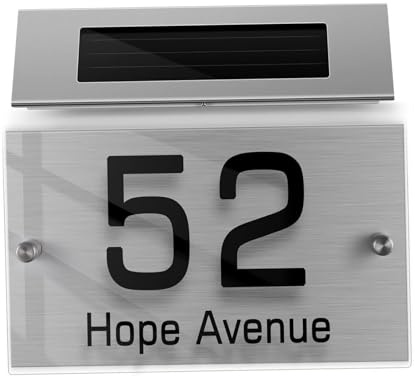 LIFKOME Lampada Solare Numero Civico LED Smd Colori per Esterni Pannello Acrilico Personalizzabile Luce Notturna per Giardino Sentiero Patio e Ingresso Casa