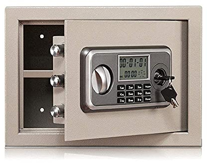CLSDRZC Feuerfeste, wasserdichte Aufbewahrungsbox für Zuhause, Büro, Stahl, digital, elektronisch, zum Schutz von Geld, Schmuck, Pässen, inklusive 2 Notfallschlüsseln für Zuhause (C für Home Office).