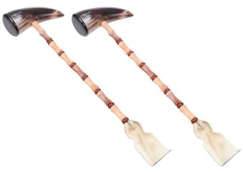 COLLBATH 2 St Ergonomisk Oxhorn Massagehammare Hållbar Kroppshammare och Ryggmassagestav för Klåda och Muskelavslappning för Hem Kontor och Resor för Män och Kvinnor