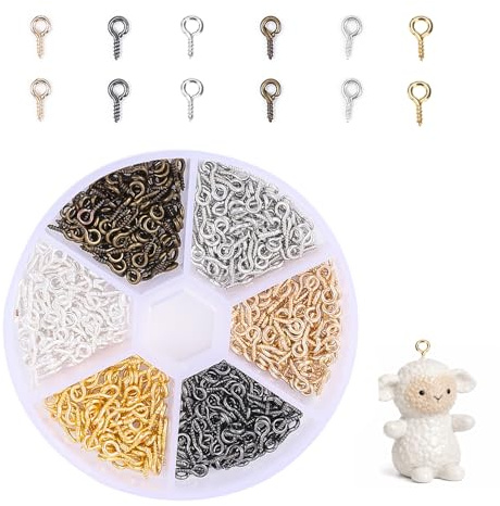 600pcs Mini Screw Eye Pins for Jewellery Making | Small Screw Eyes, Threaded Metal Little Eyelets Screws, Mini Craft Screws, For DIY Projects & Metalworking Supplies