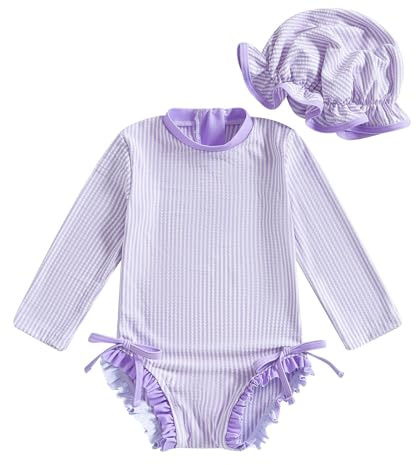 Traje de Baño Niña Natacion, Traje de Baño de para Niñas con y Gorro Incluido Conjunto Dos Piezas Verano Playa