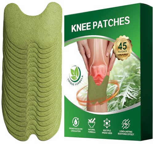 TimOye Knee Pain Relief Patches,45Pcs Wormwood Knee Patches for Pain Relief Herbal Knee Heat Pads for Arthritis Joint & Muscle Soreness Fast Acting Herbal