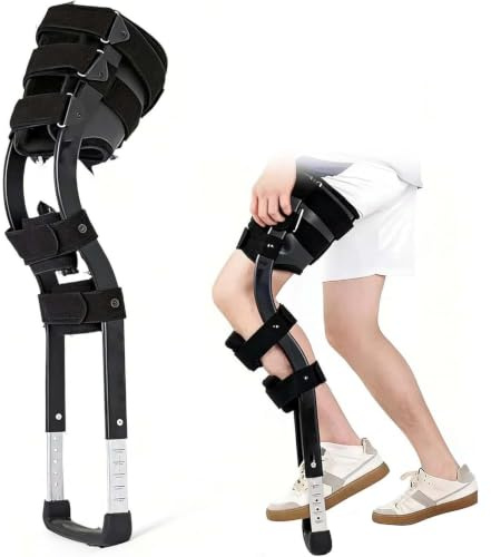 YISHENX Gånghjälpmedel För Ett Ben, Gångtränare Med Assisterad Gång, 100 Kg Lastkapacitet, Bionisk Krökningsdesign, Med Svampstoppning Och Ett Par Teleskopiska Käppar, En Storlek Passar Alla