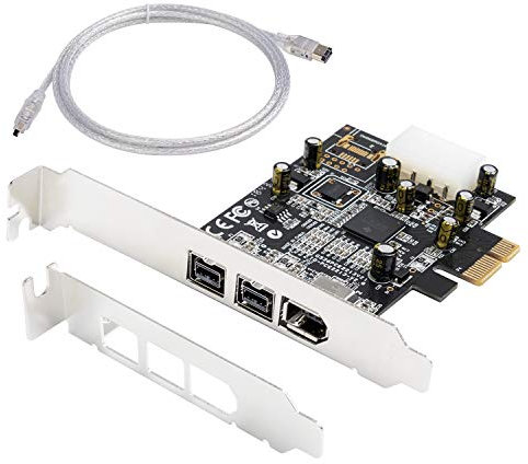 QNINE Tarjeta Firewire, Puerto 1394B Firewire Adapter 3 (Dos Puertos 1394B y un Puerto 1394A), Chip TI, Tarjeta de Captura de Video HD DV HDV para Windows 10