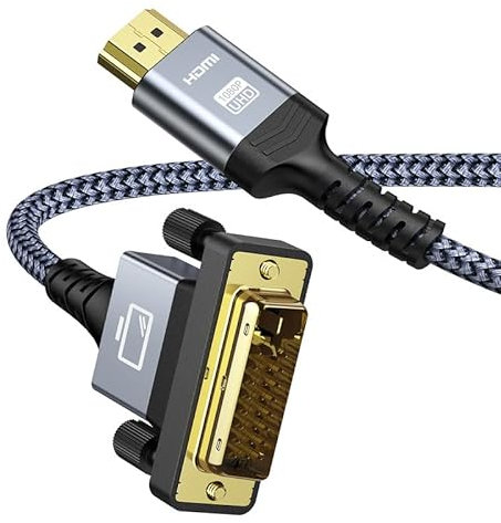 Snowkids Cavo Adattatore DVI-HDMI Bidirezionale 1080P Ad Alta Velocità Full HD 24+1 - Supporta 3D, Spina DVI-D Su Presa HDMI, 1M Grigio