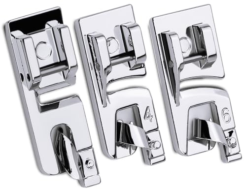 Sewing Machine Presser Feet, 3 Pcs Sewing Machine Feet Kit, Hemming Presser Hemming Foot, Sewing Machine Feet Accessories for Brother Janome Singer