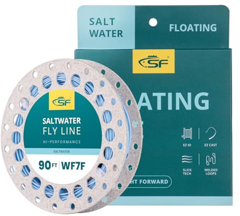 SF Fliegenschnur Fliegenfischerschnur Gewicht nach Vorne Verknotet Multifilament Rostfrei für Salzwasser # Hellblau # 90FT # WF7F